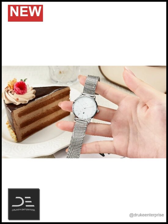 Ladies Quartz Analog Watch with Leather Band Waterproof Thin Minimalist Casual